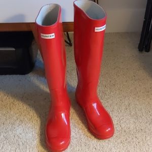 Hunter Original Gloss Red Boots Size 7